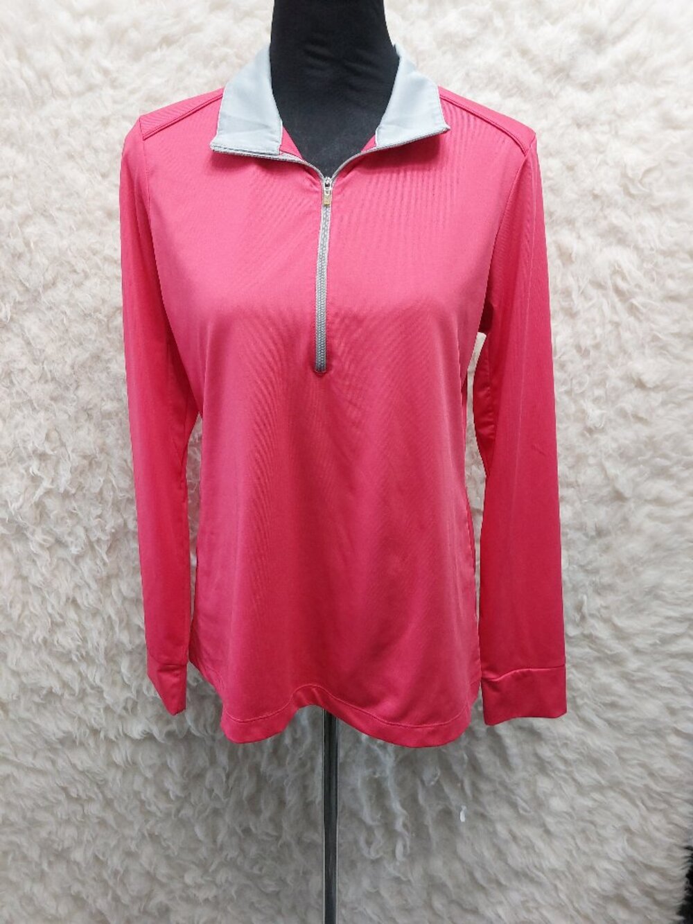 Greg Norman Womens Pink Golf Long Sleeves Half Zip Shirt Size L
